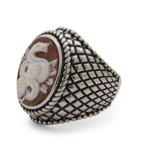 CAMEO ITALIANO Silver/Cameo Made In Italy Sterling Silver Snake Cameo Ring